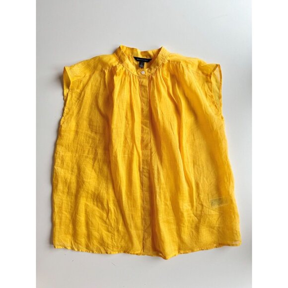 NWT BANANA REPUBLIC Golden Hour Yellow Oversized Ramie Shirt Blouse, Size S - Picture 6 of 12
